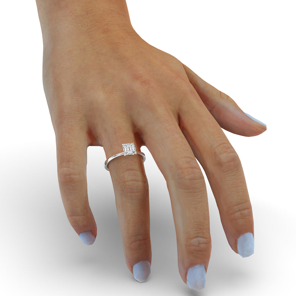 Diamond Solitaire Engagement Ring with Asscher Style