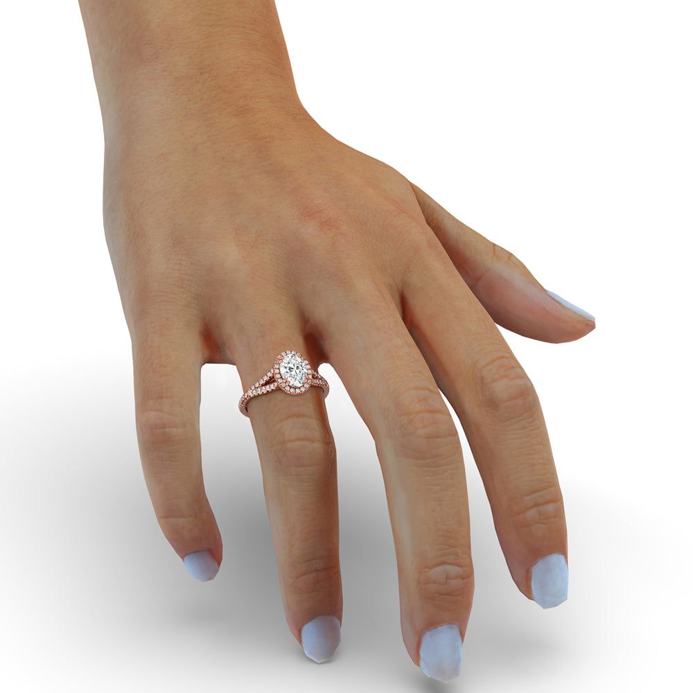 Halo Oval Ring Engagement With Lab Grown Diamonds