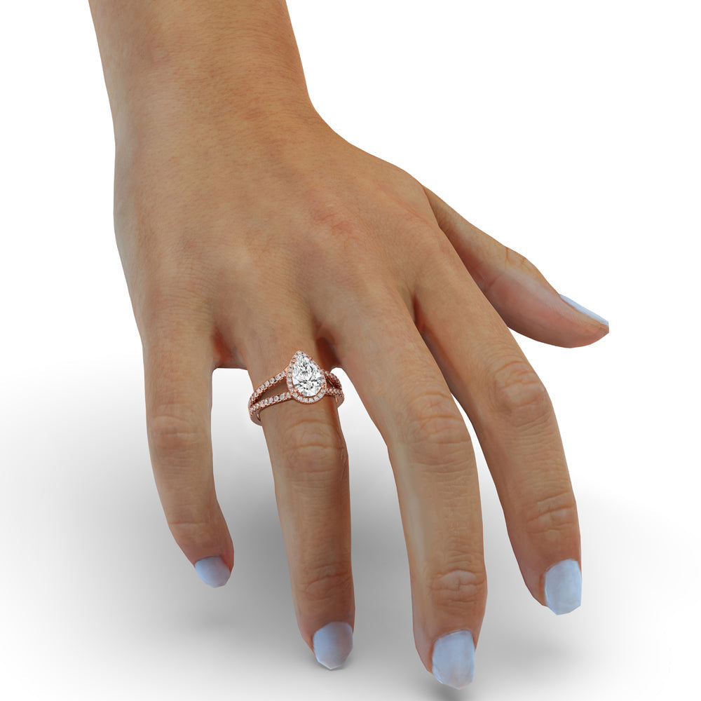 Pear Shaped Diamond Ring with Secure Claw Prong Secondary image