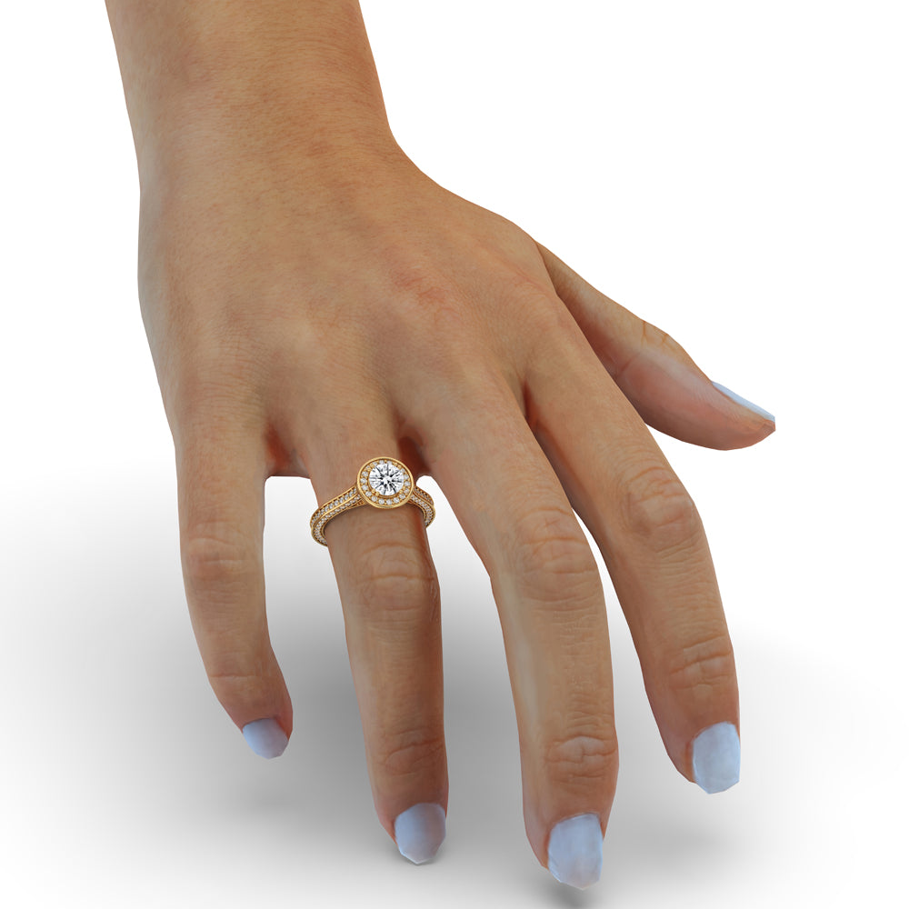 Halo Diamond Engagement Ring With Pave Style Immagine secondaria del prodotto