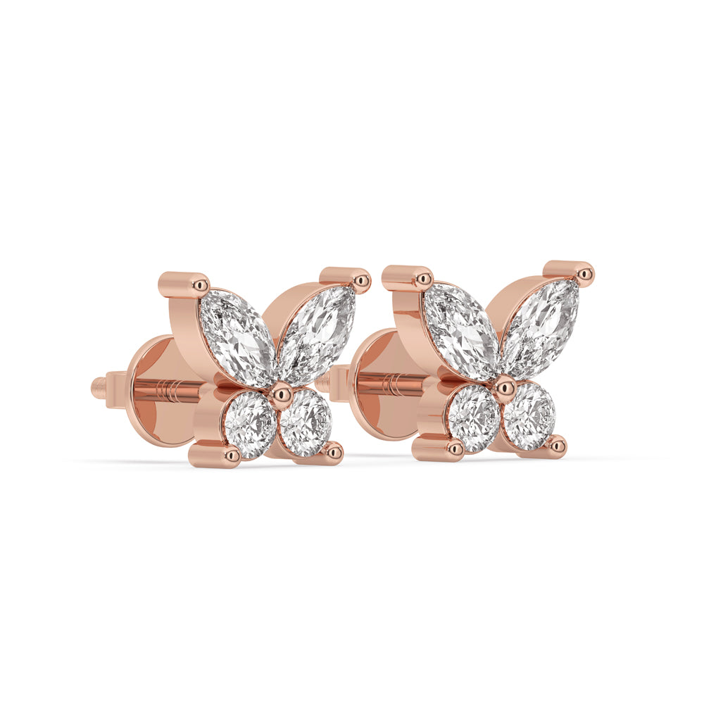 Butterfly Earrings With Round And Marquise Cut