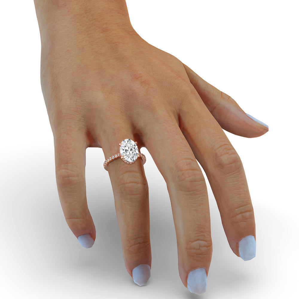Oval Hidden Halo Engagement Ring for Modern Elegance