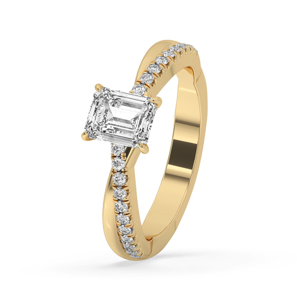 Twist Engagement Ring With Pave style