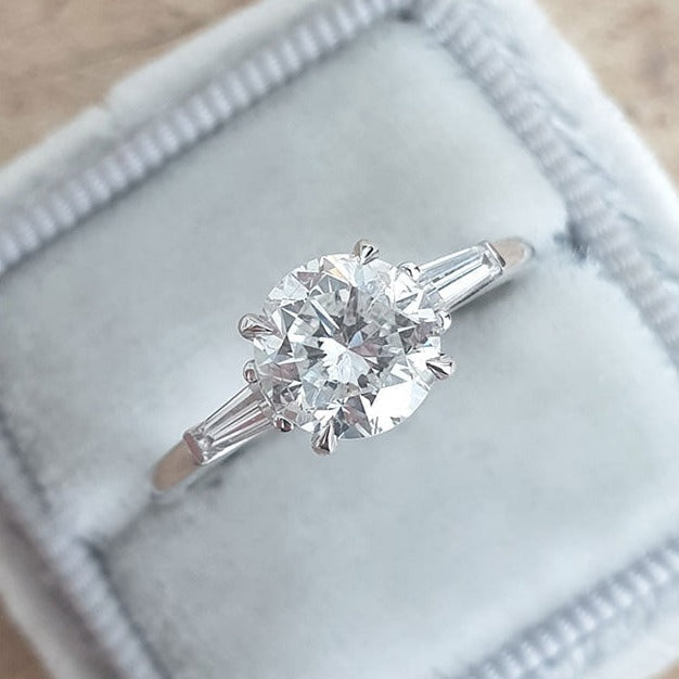1.31 CT Round Brilliant Cut Moissanite Three Stone Engagement Ring