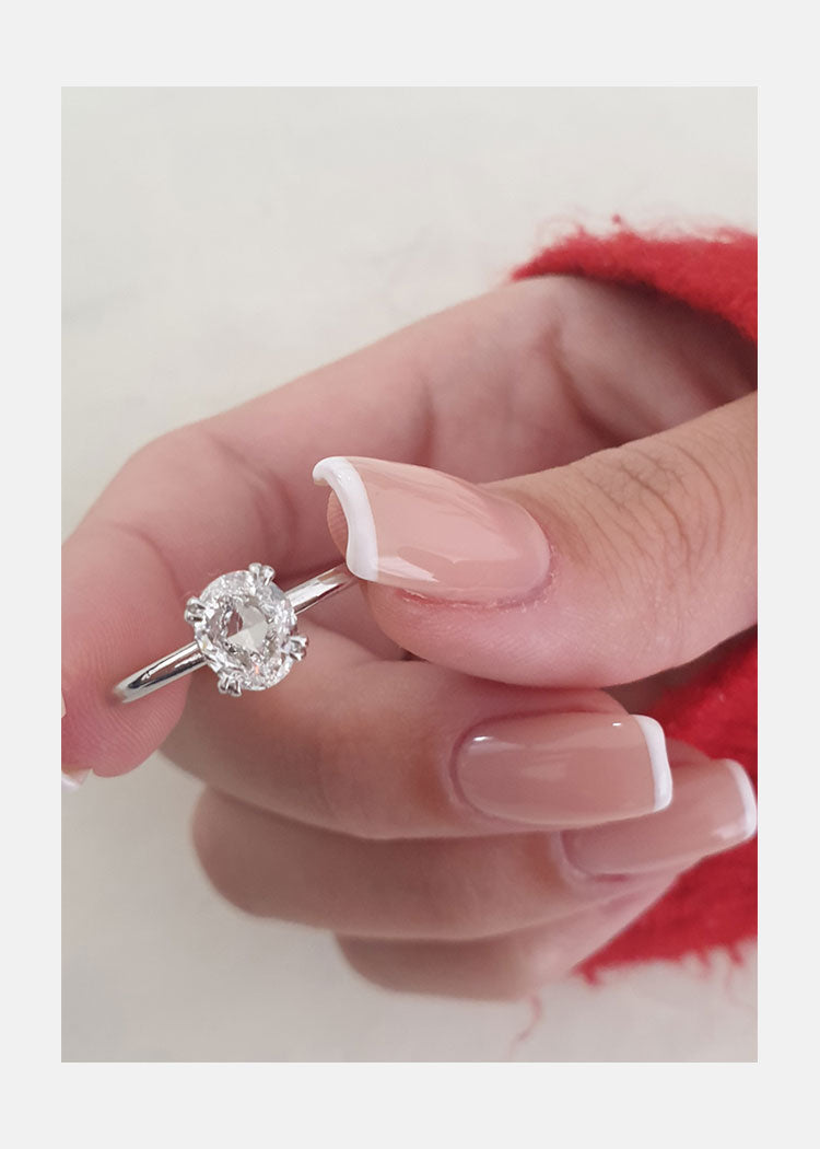 1.0 CT Oval Cut Moissanite Solitaire Style Engagement Ring