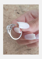 1.31 CT Round Brilliant Cut Moissanite Three Stone Engagement Ring