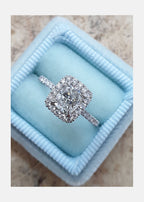 1.0 CT Radiant Cut Halo Style Moissanite Engagement Ring