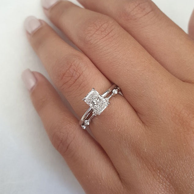 1.0 CT Radiant Cut Moissanite Solitaire Style Engagement Ring