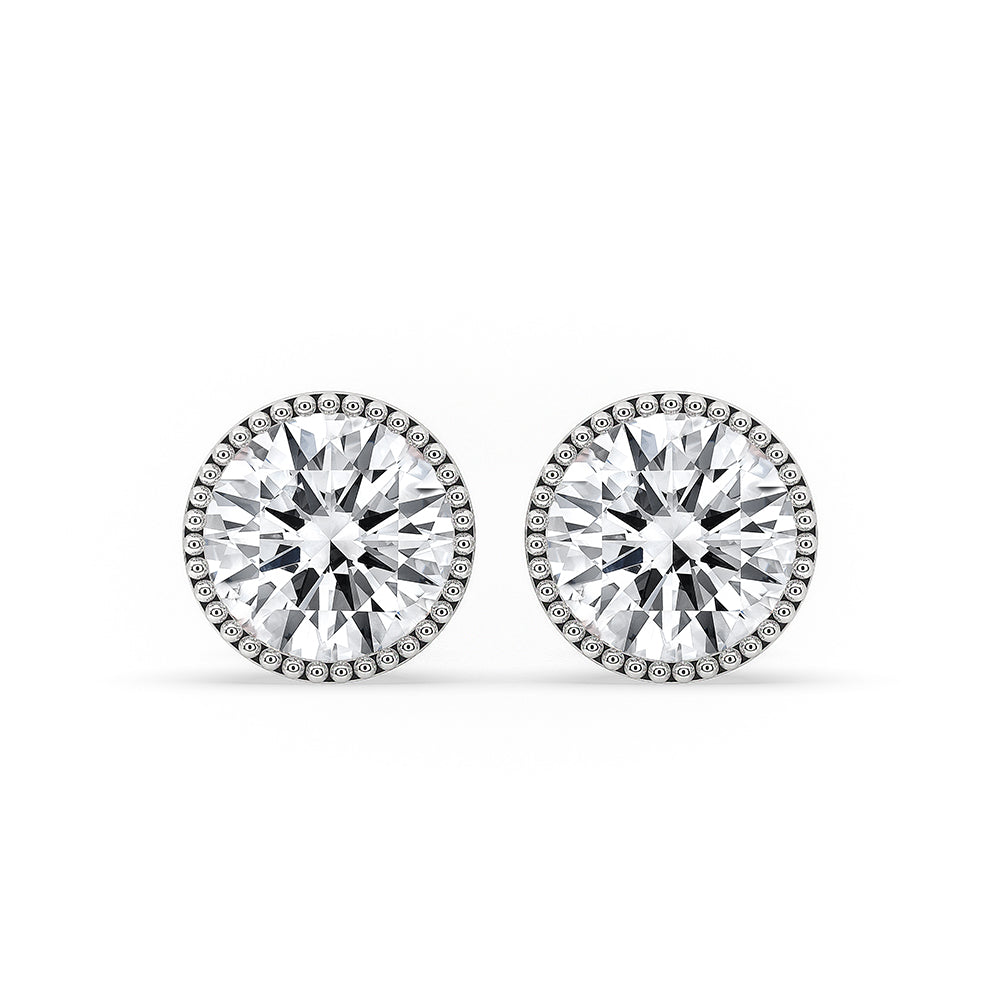 White Gold Stud Earrings With Round Diamond