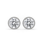 White Gold Stud Earrings With Round Diamond