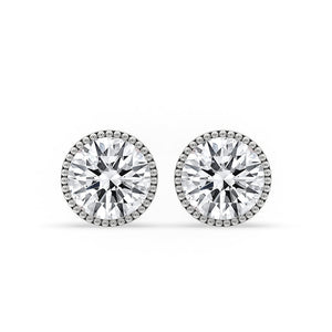 White Gold Stud Earrings With Round Diamond