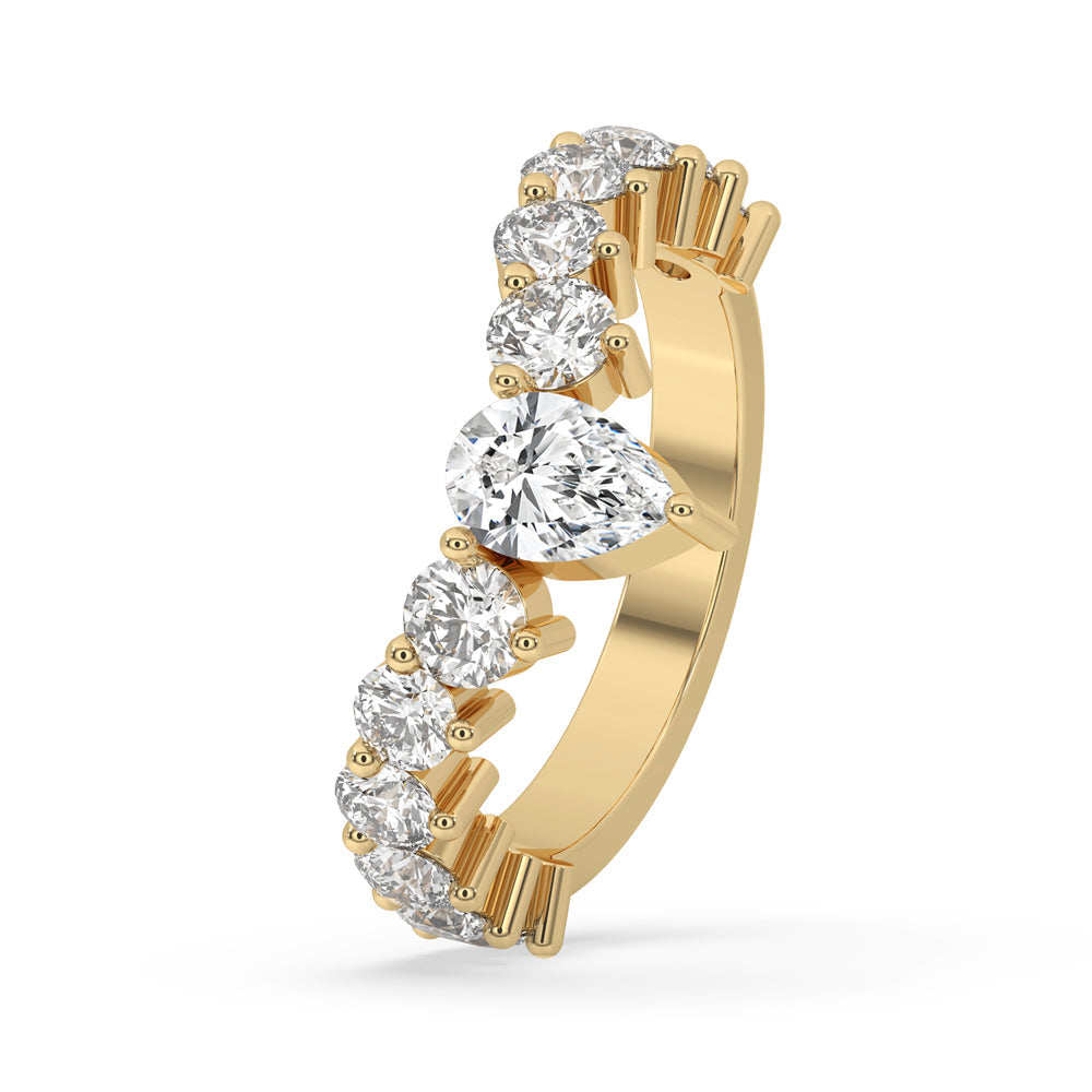 Curved Diamond Wedding Band - Round Diamonds