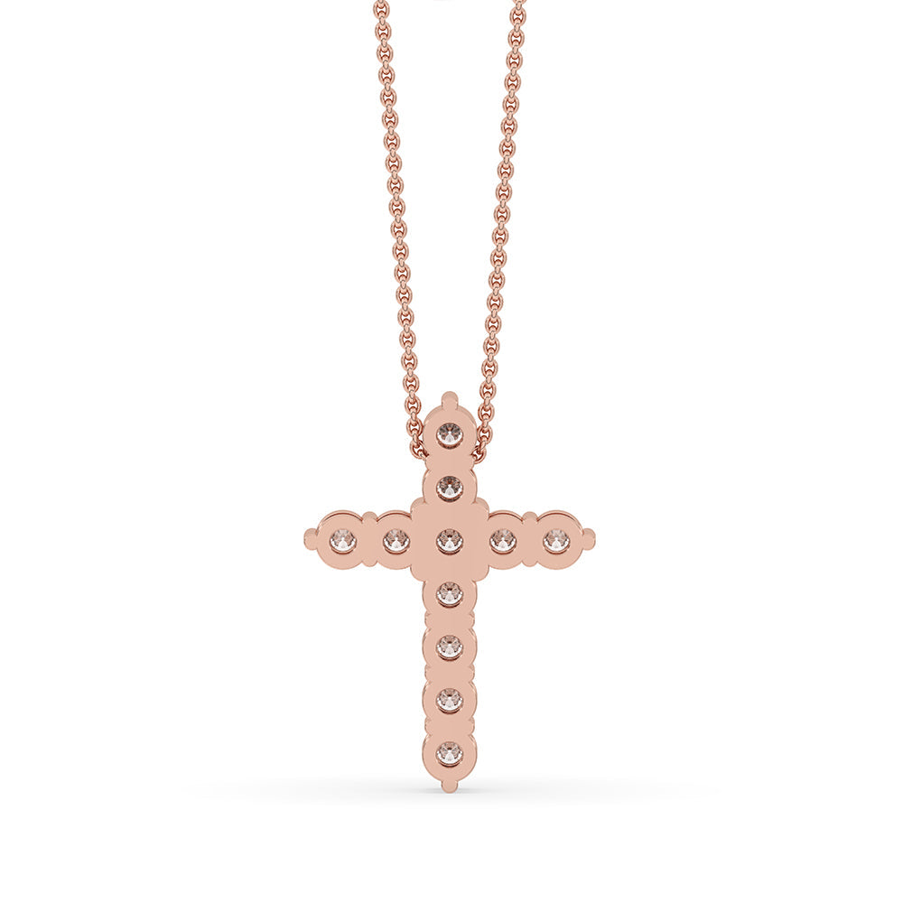 Round Cut Classic Cross Pendant in Prong Setting