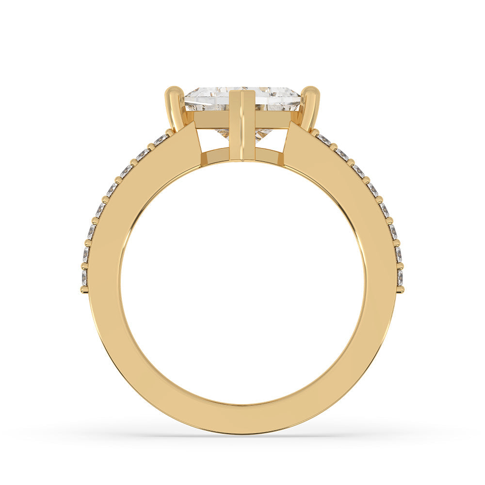 Kite Cut Diamond Engagement Ring In Pave Style