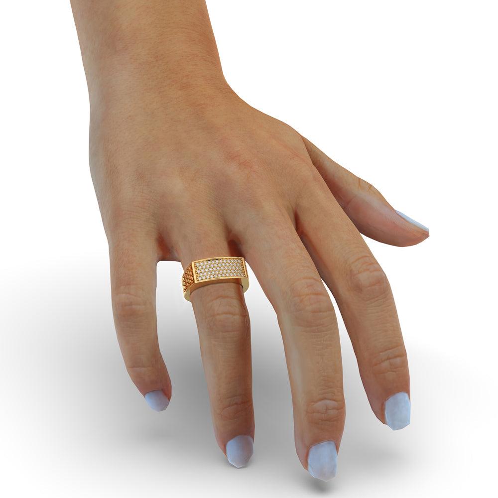 Mens Pave Wedding Band - Round Diamond