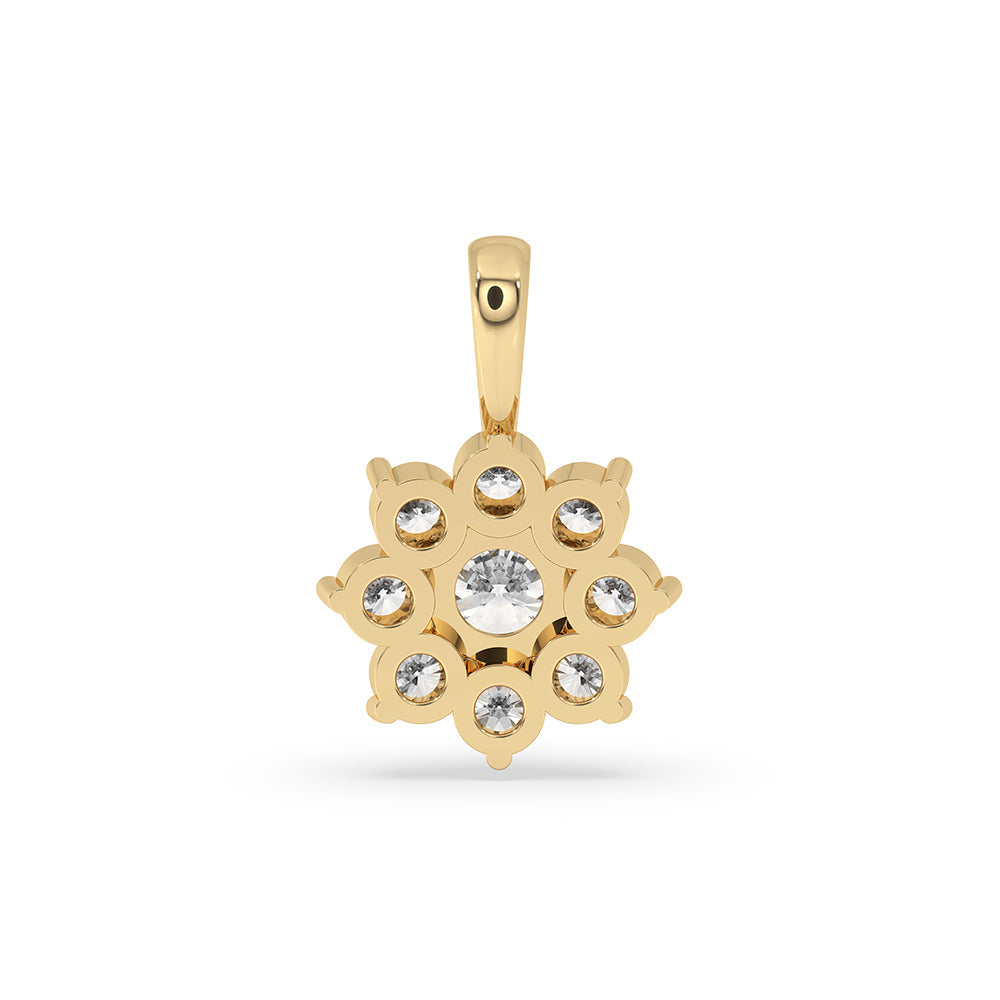 Cluster Halo Yellow Gold Diamond Pendant