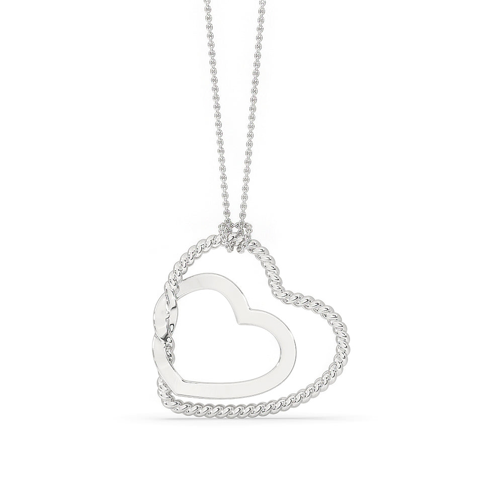 White Gold Heart Pendant - Unique Design