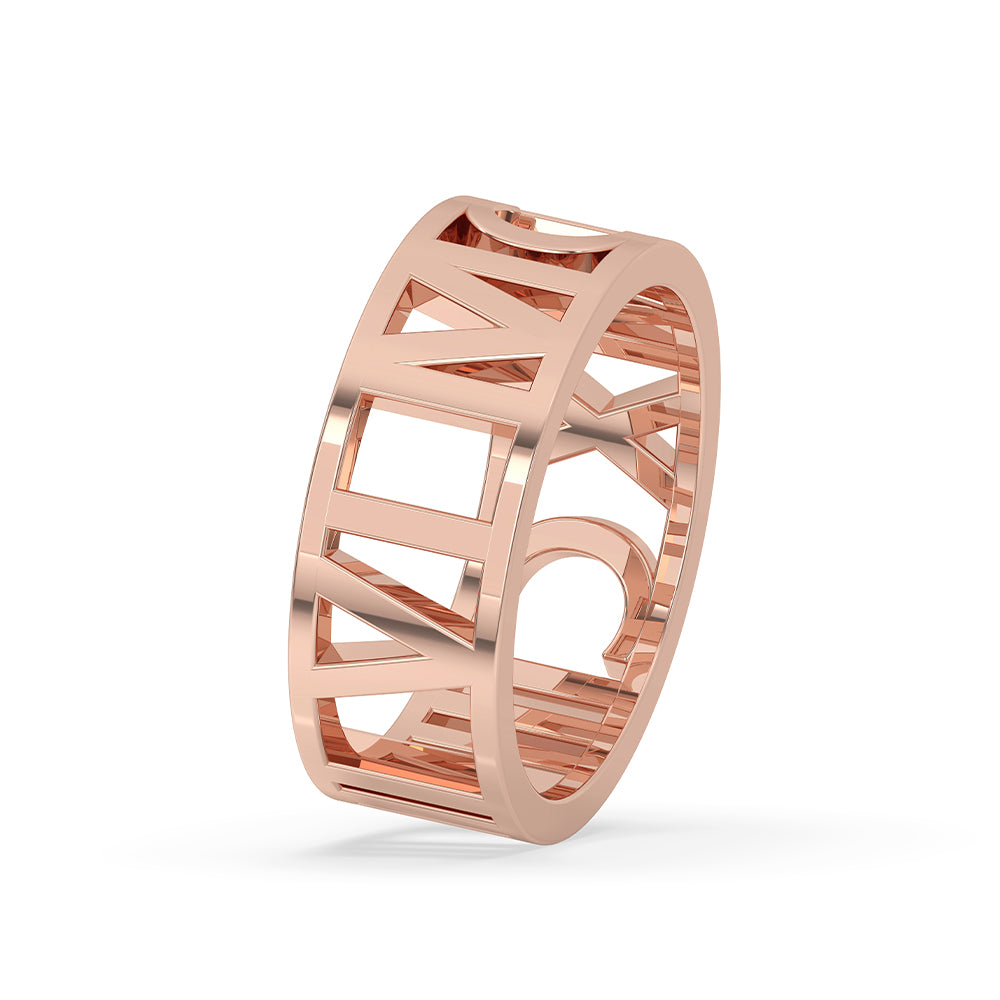Roman Numeral Wedding Band - Rose Gold