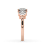 3 Stone Round Diamond Ring In Rose Gold
