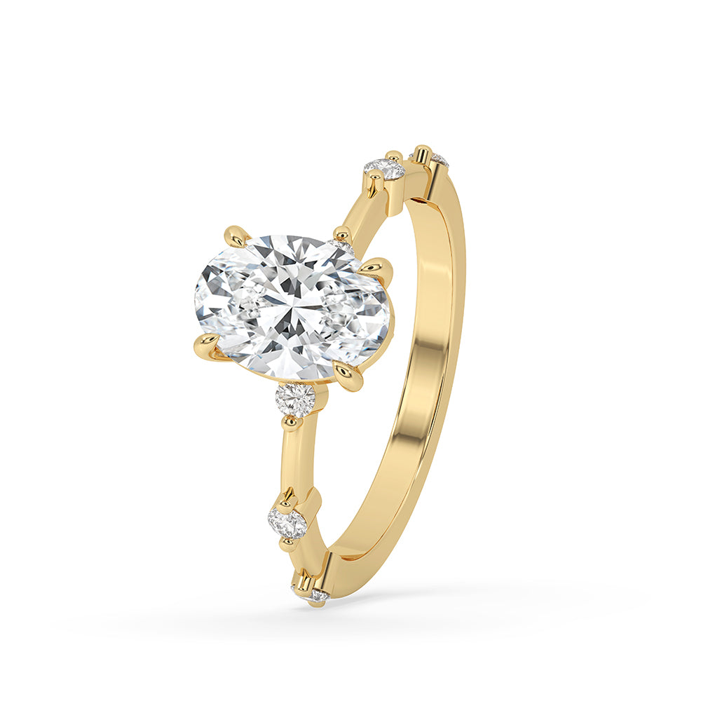 Oval Diamond Engagement Ring in Distance Pave Style Secondary image