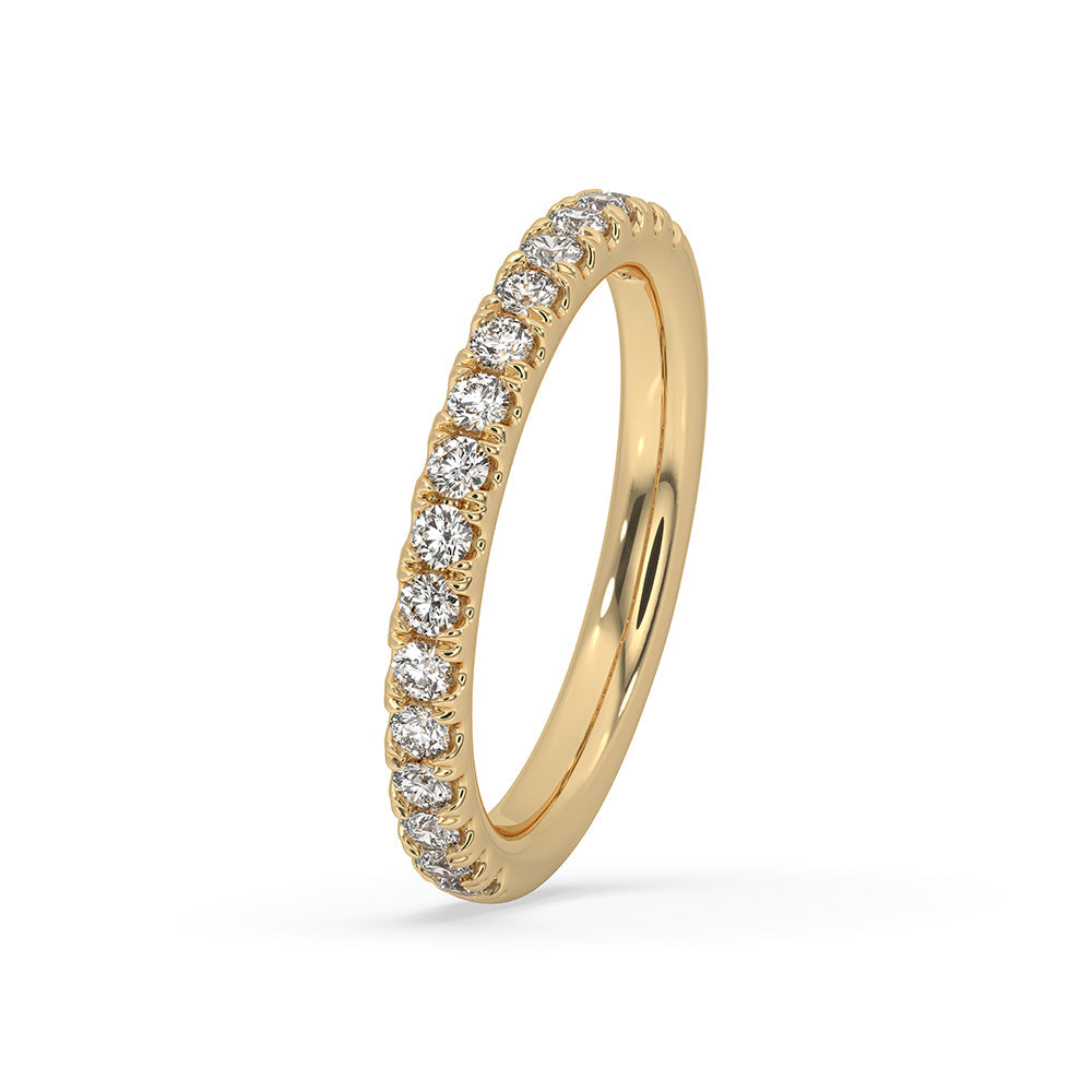 Yellow Gold Wedding Band – Round Diamond