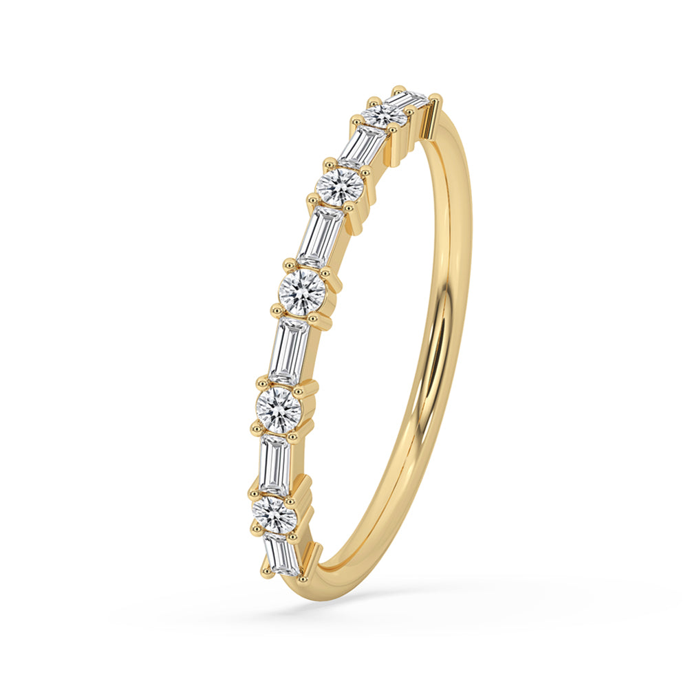 Baguette and Round Diamond Band - Half Eternity