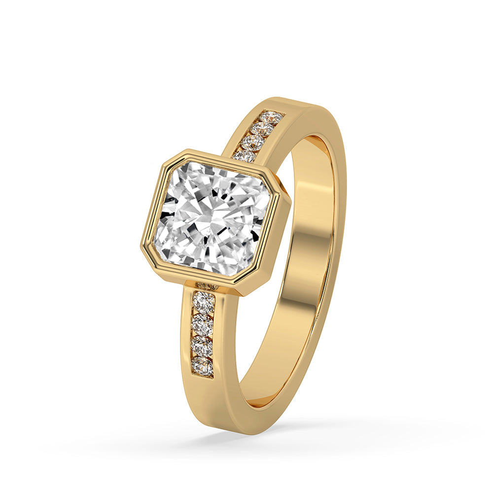 Radiant Cut Engagement Ring with Bezel Setting