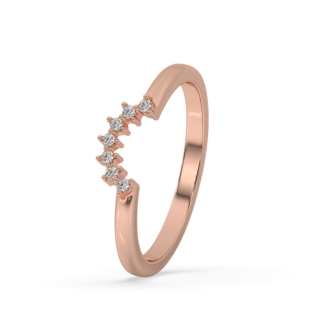 Curved Wedding Band – Round Diamond