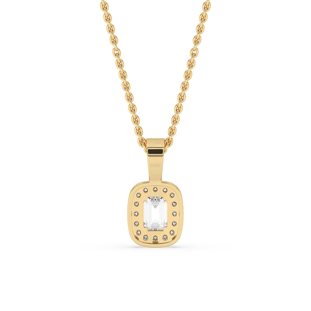 Emerald Diamond Pendant - Halo Setting