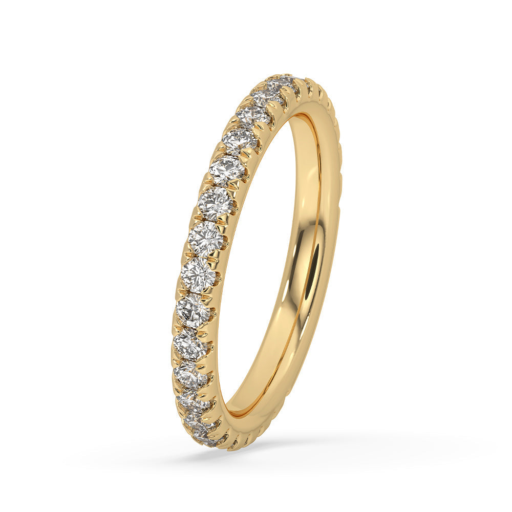 Round Diamond Gold Band In Half Eternity Style