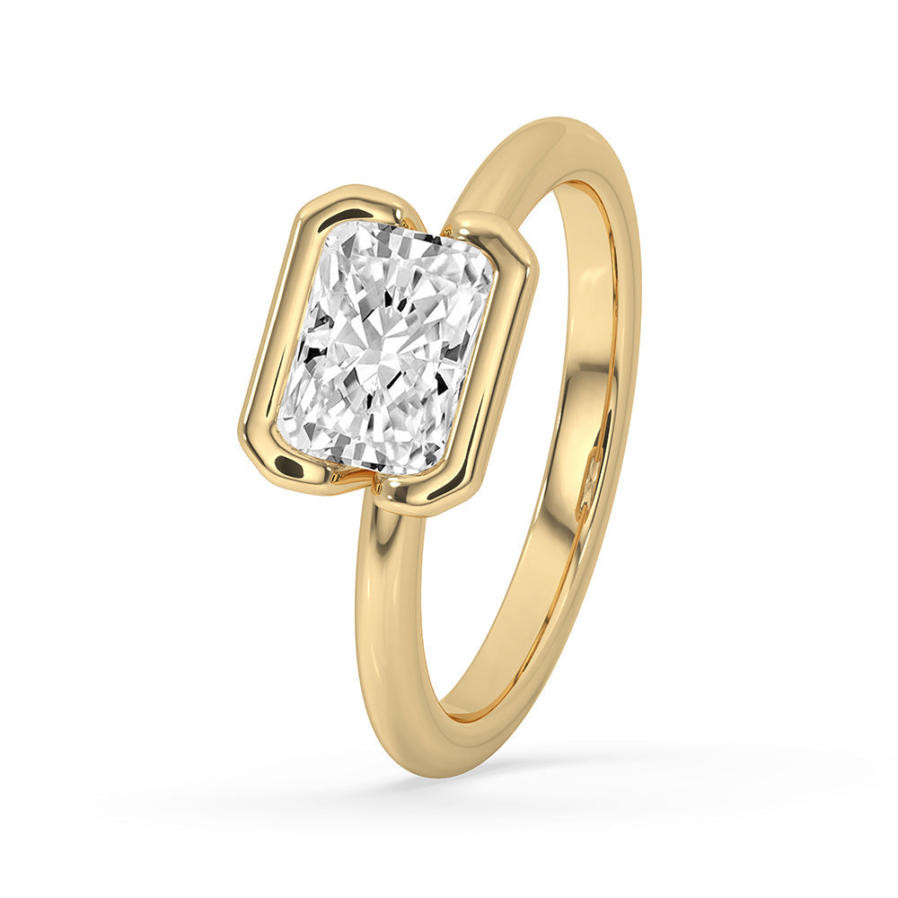 Half Bezel Set Ring In Yellow Gold Secondary image