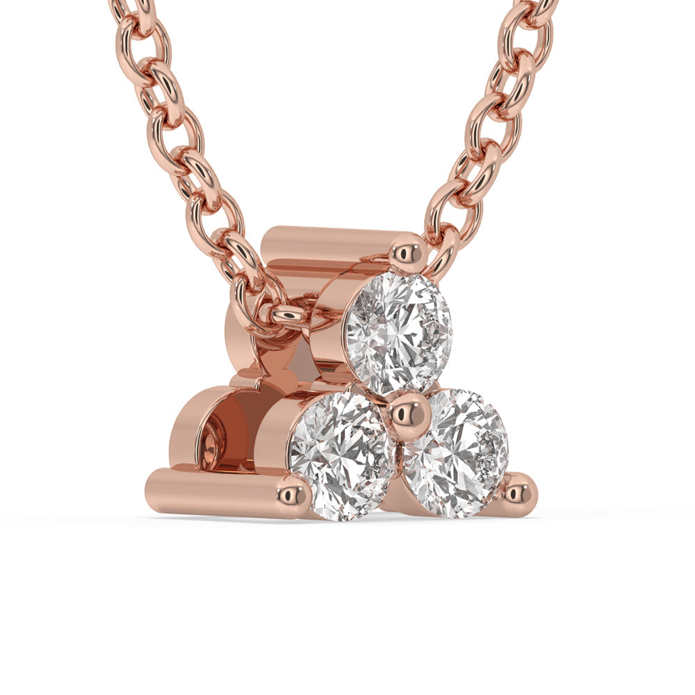 3 Stone Pendant Necklace – Round Shape Secondary image