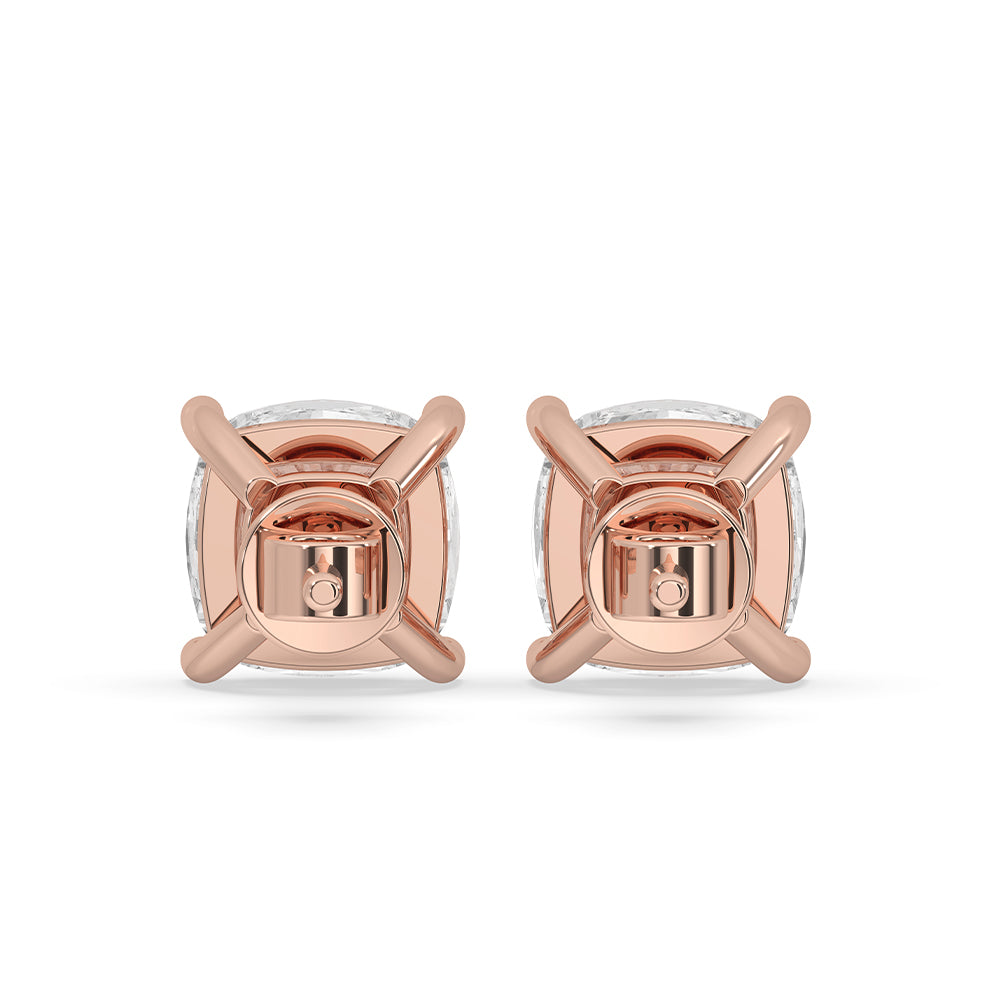 Rose Gold Cushion Cut Diamond Earrings