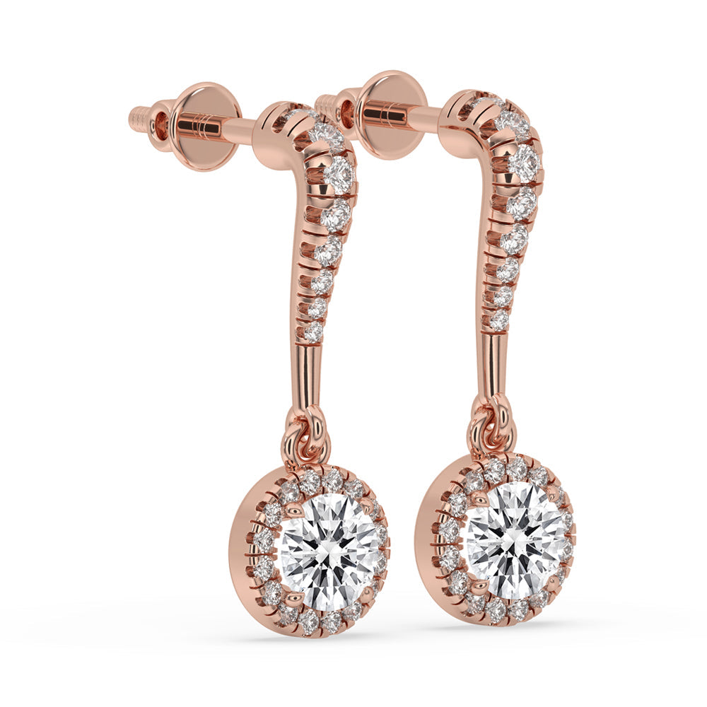 Diamond Drop Earrings - Halo Style Secondary image