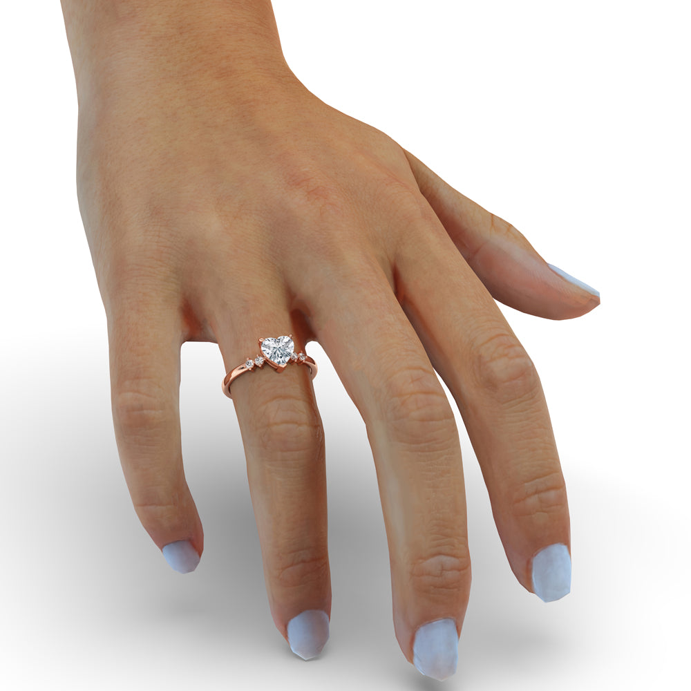 Heart Shaped Diamond Ring In Rose Gold