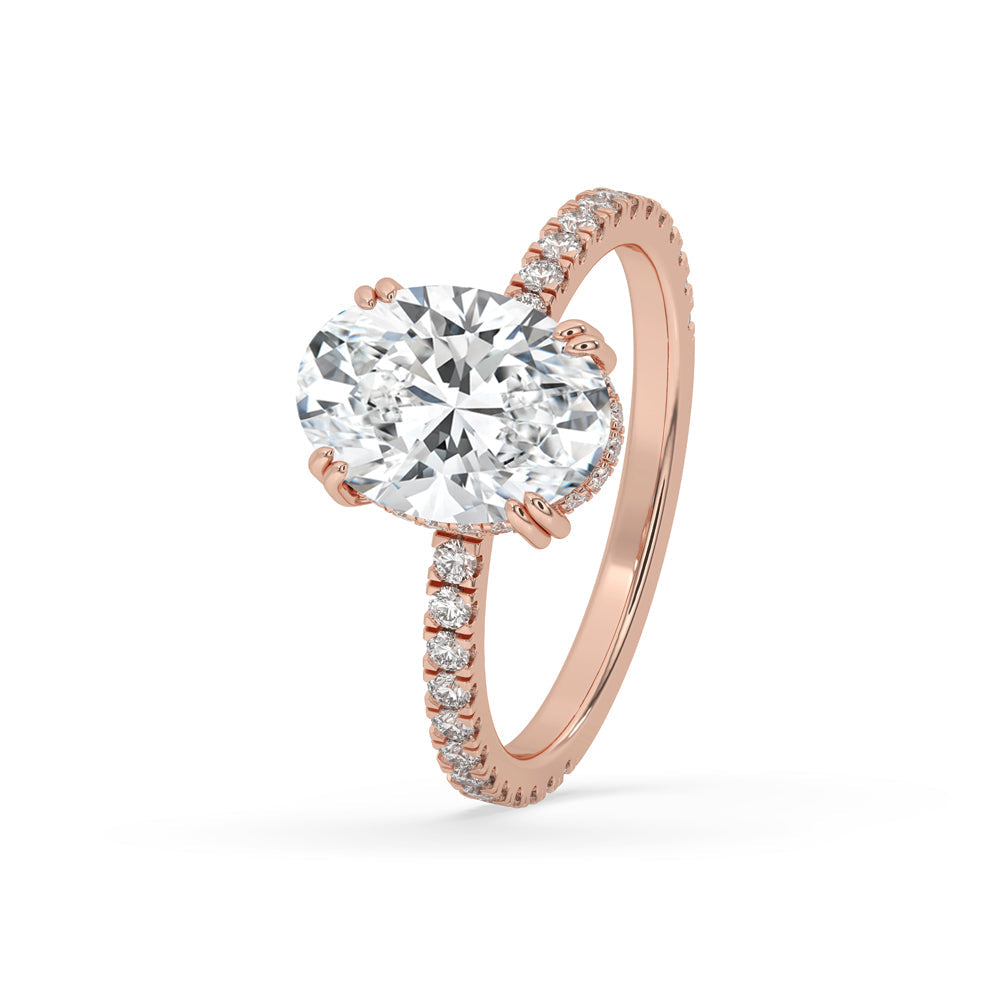 Oval Hidden Halo Engagement Ring With Pave Style