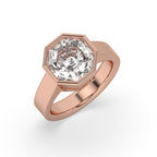 Octagon Diamond Ring In Solitaire Bezel Setting