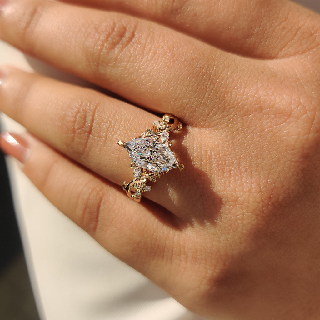 Nature Inspired Dutch Marquise Engagement Ring