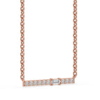 Gold Bar Pendant - Baguette and Round Diamond