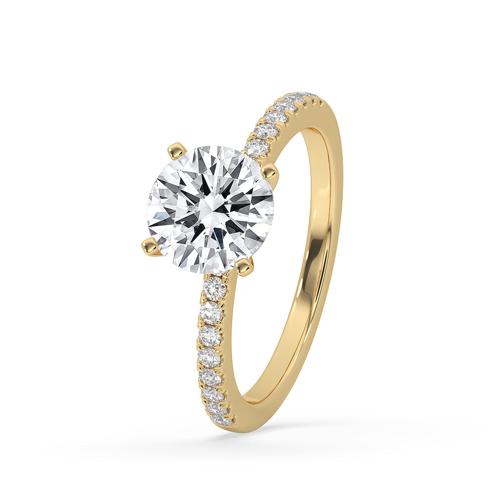 Round Cut Engagement Ring In Pave Setting