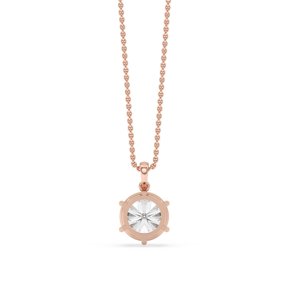 Round Diamond Rose Gold Pendant