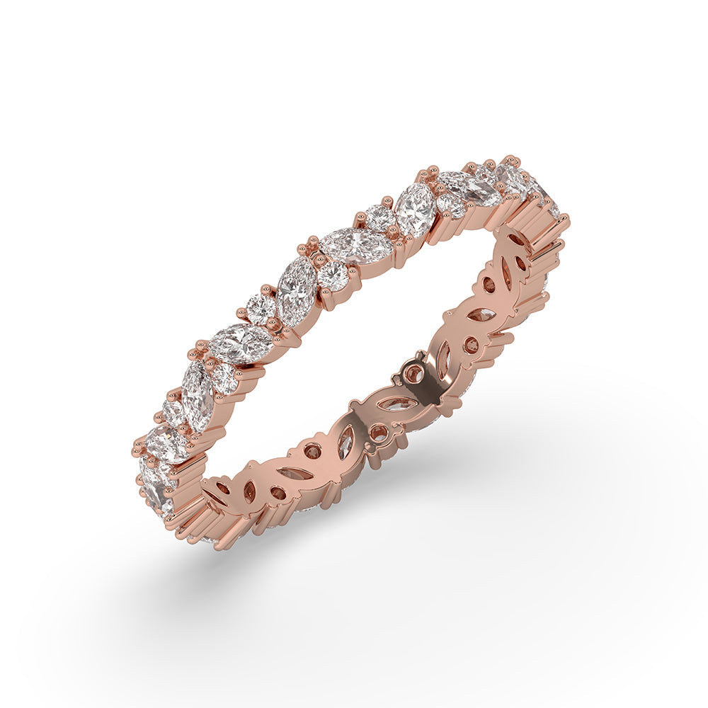 Round And Marquise Wedding Band