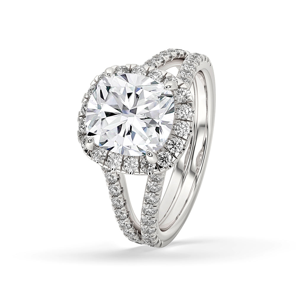 Cushion Cut Diamond Ring In Halo Setting
