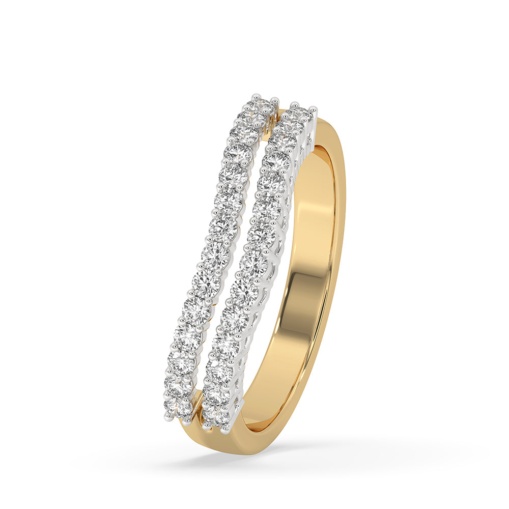 Round Diamond Double Row Wedding Band