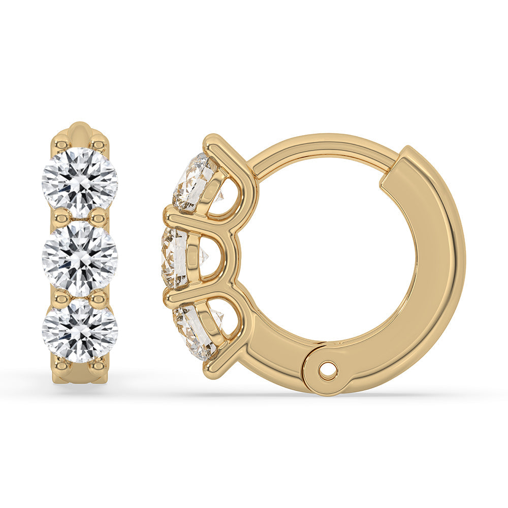 Round Diamond Gold Hoop Earrings For Women Immagine secondaria del prodotto