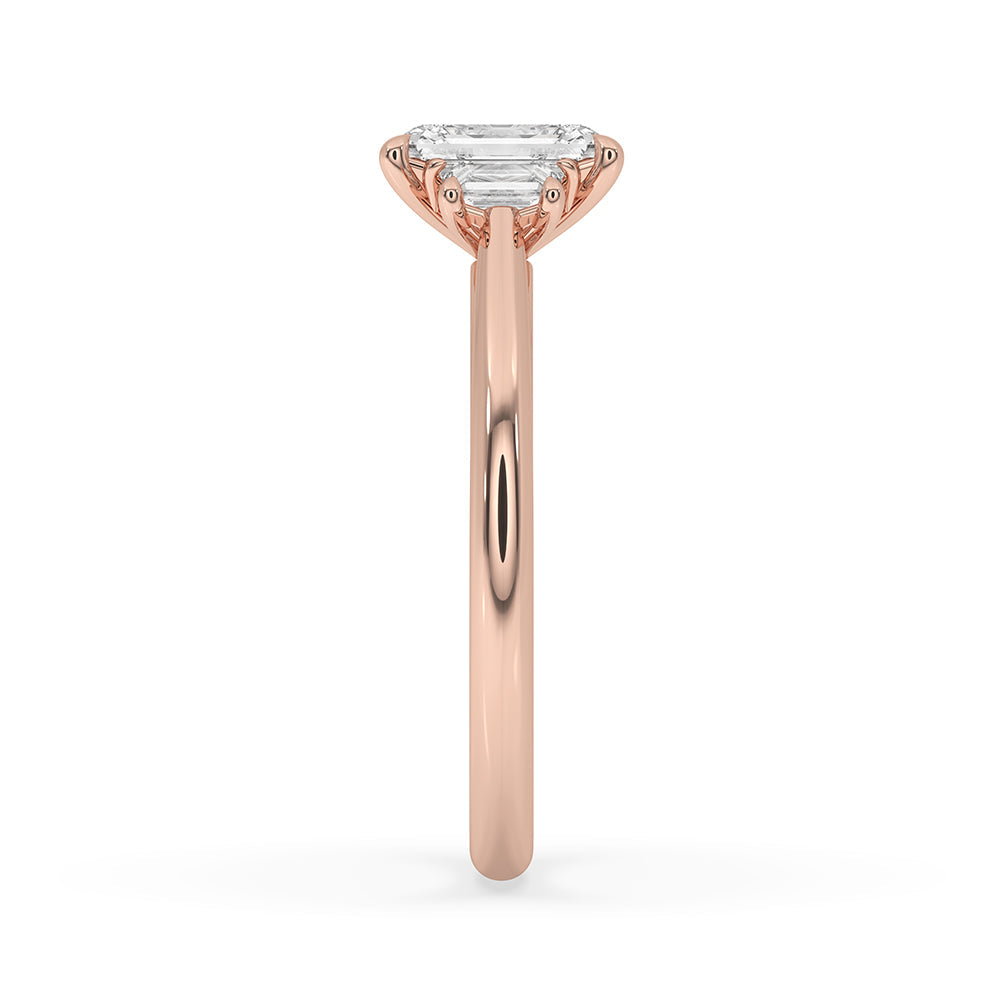Emerald Cut Diamond Ring With trapezoid side stone