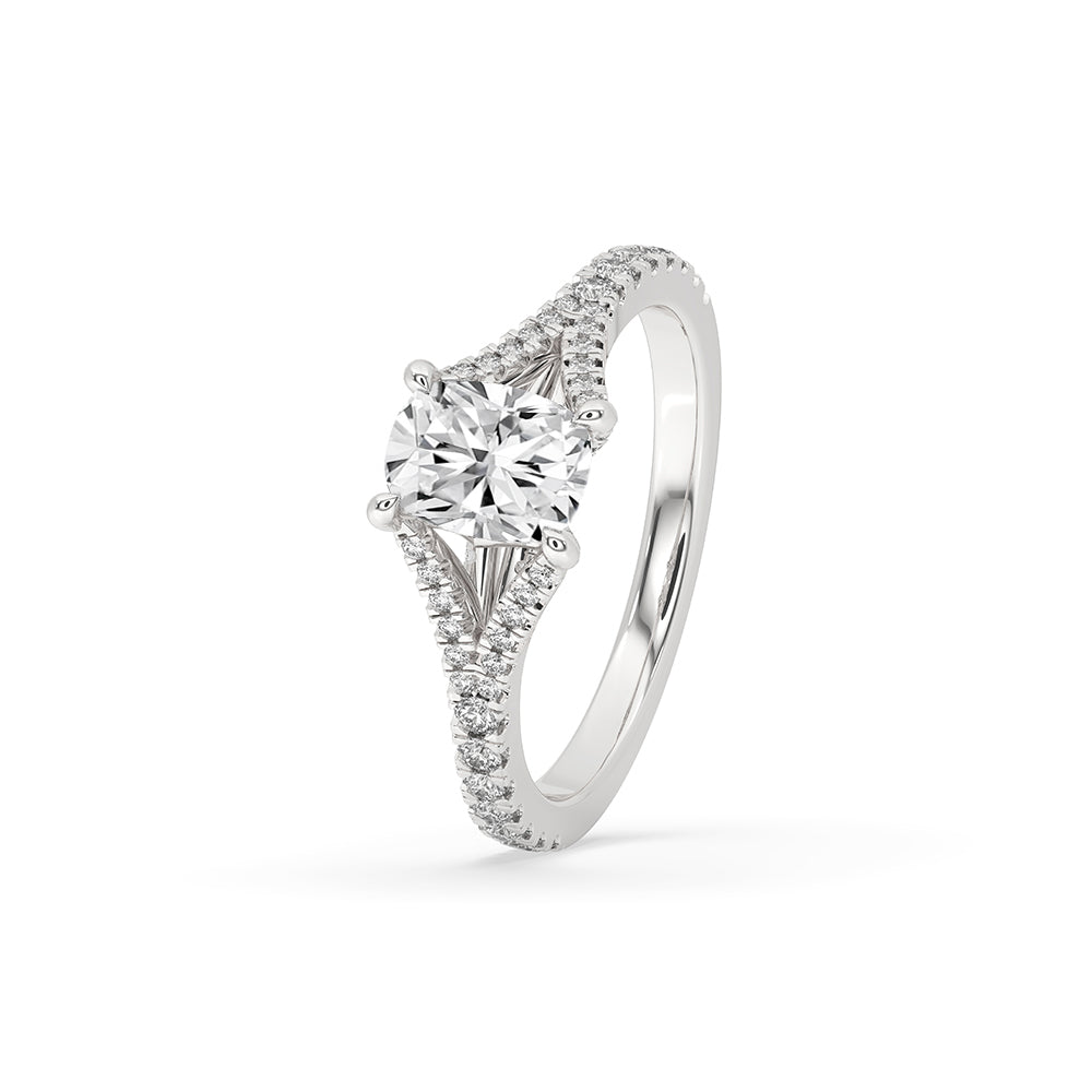 Cushion Cut Diamond Ring With Split Pave Style Imagen secundaria del producto