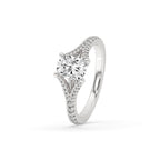 Cushion Cut Diamond Ring With Split Pave Style