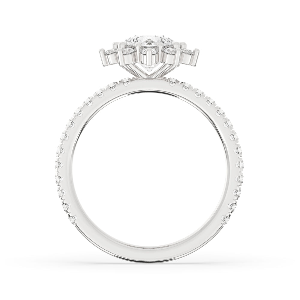 Round Brilliant Cut Diamond with Chevron Wedding Ring