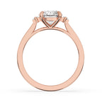Round and Baguette Cut Three Stone Engagement Ring